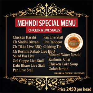 Mehndi Special Menu in Lahore