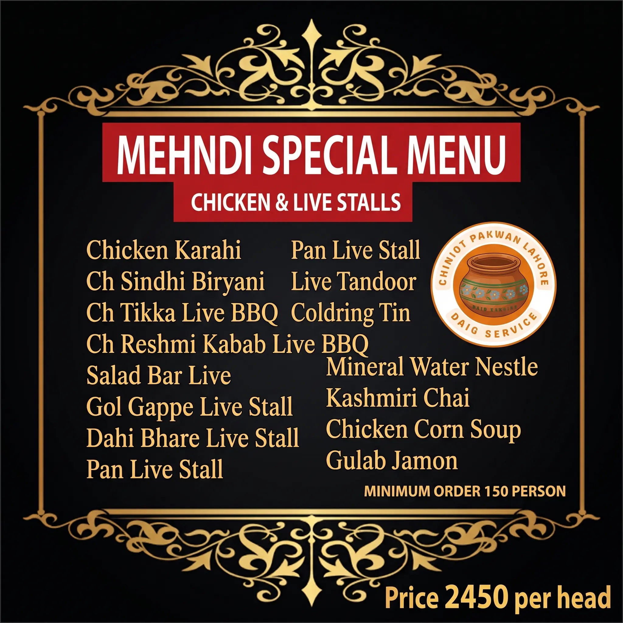 MEHDI SPECIAL MENU Mehndi Special Menu in Lahore